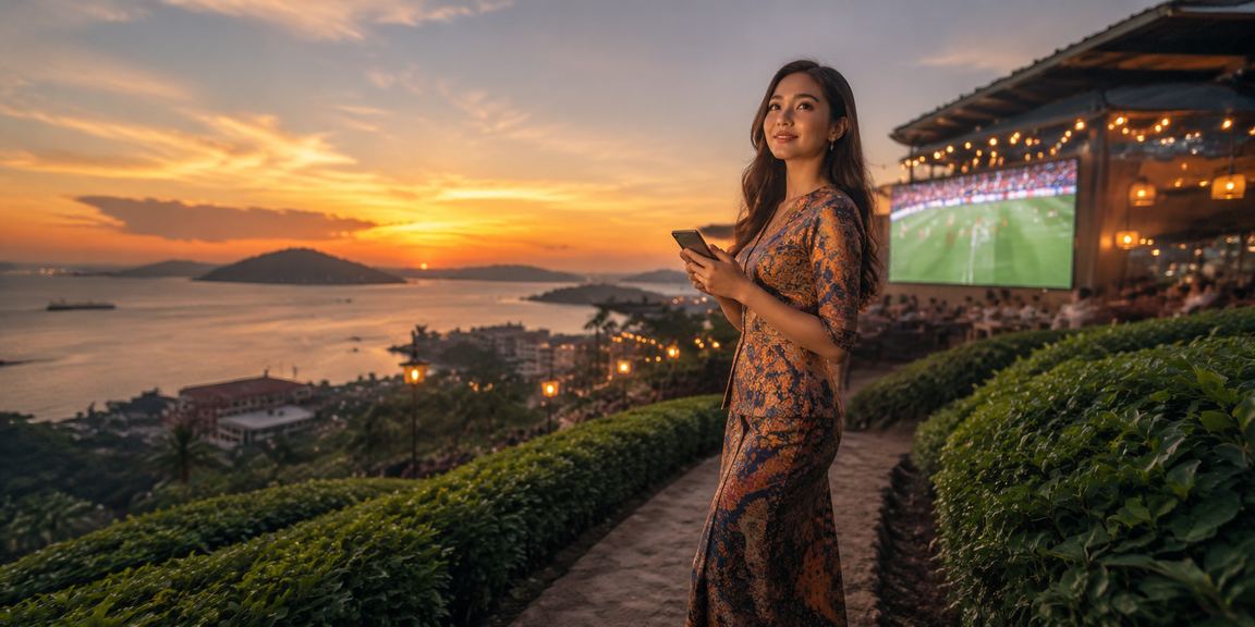 Peminat football di Kota Kinabalu berpakaian batik menggunakan aplikasi megga888 untuk pertaruhan sukan