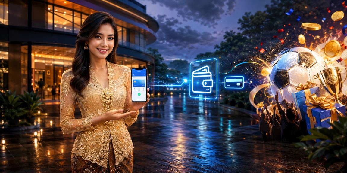 Pengguna wanita Malaysia dalam kebaya melakukan deposit untuk mendapat bonus